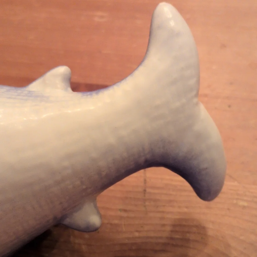 Blue and White Shark Aquarium Ornament